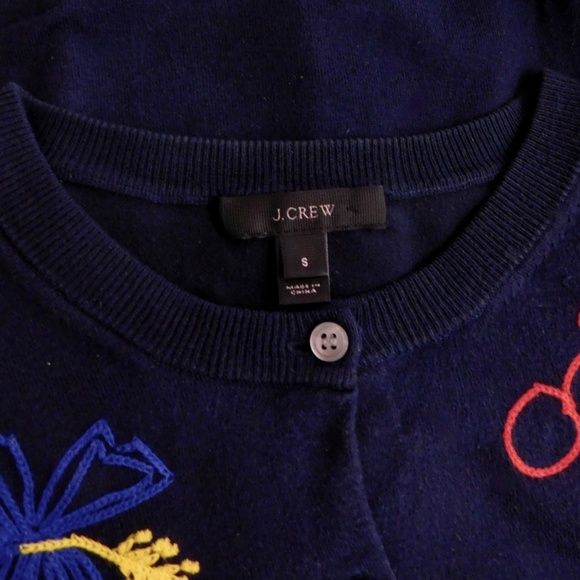 J. CREW Embroidered Jackie Cardigan Sweater Fruit Cherry Pineapple Cherries S - Picture 12 of 15